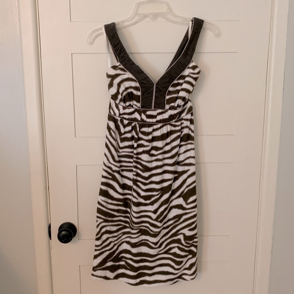 Banana Republic brown & white zebra print dress